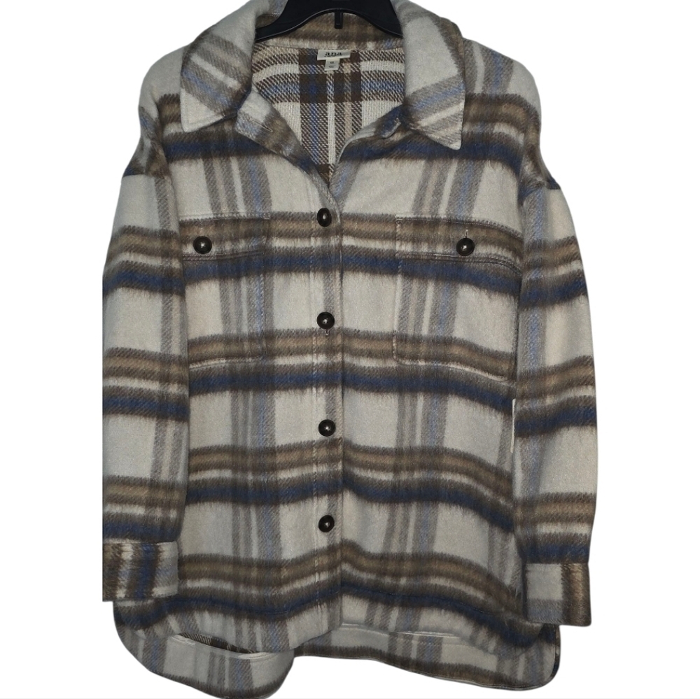 a.n.a Fleece Nuetral Plaid Jacket 2XL